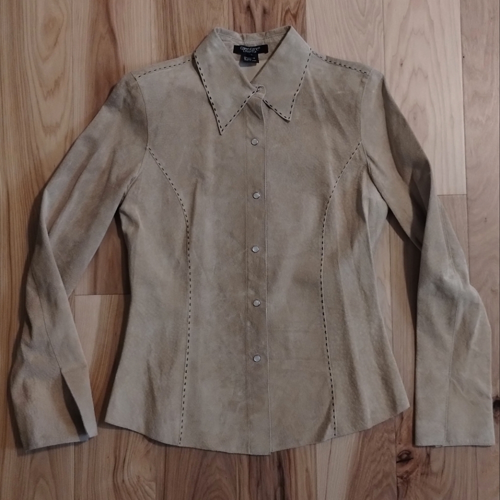 Karen Kane Lifestyle leather button up riding jacket